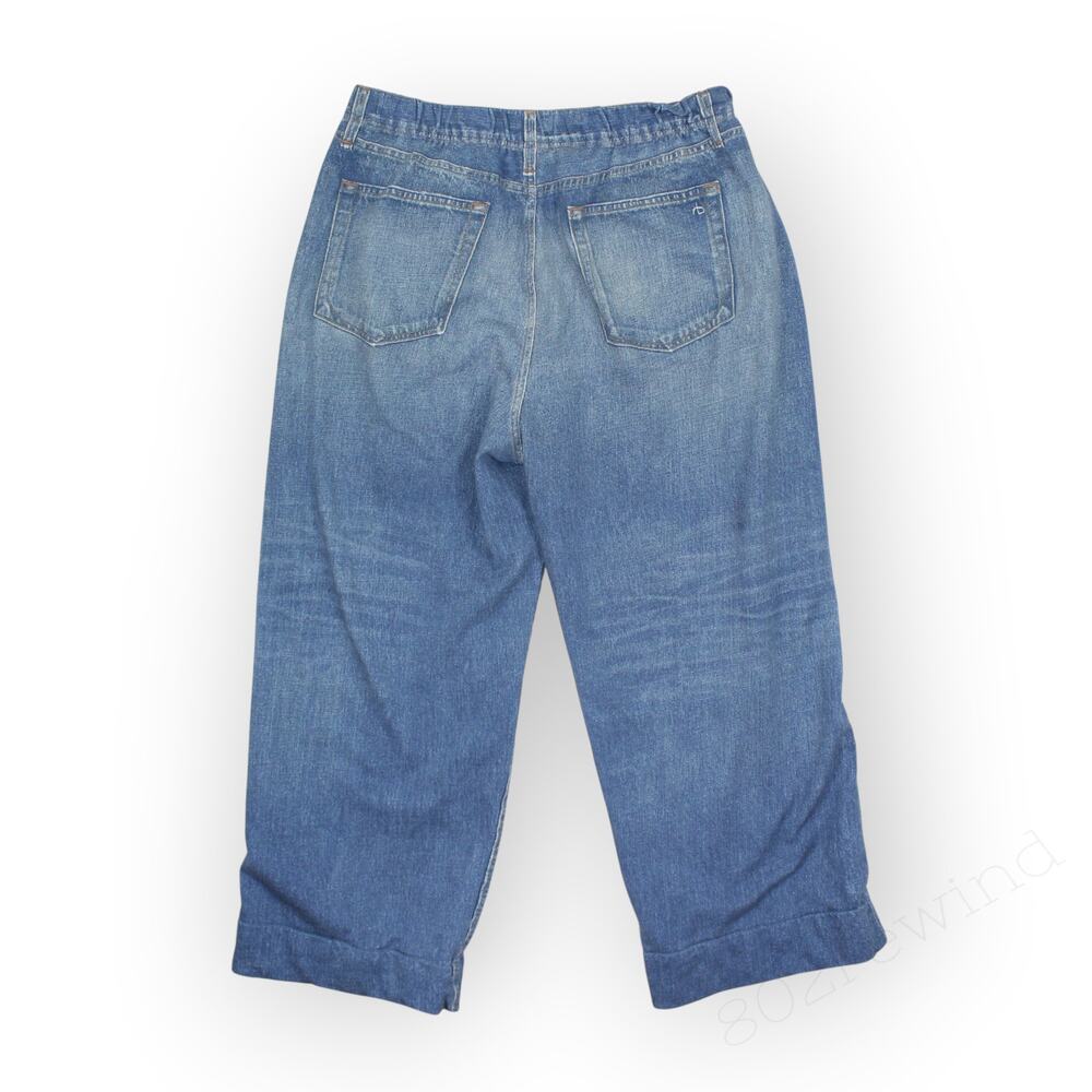 Large Rag&Bone Miramar Wide Leg Sweatpant Jean Crop Stretch - Picture 2 of 12